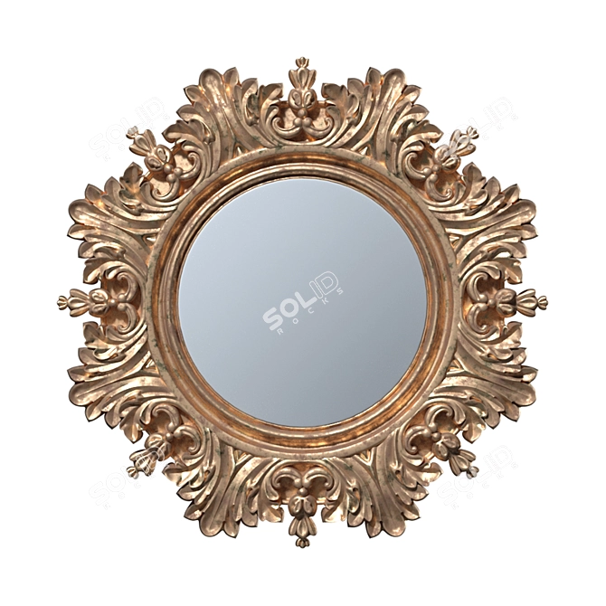 Title: Bronze Framed Round Mirror 3D model image 1
