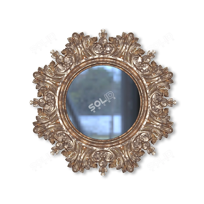 Title: Bronze Framed Round Mirror 3D model image 2