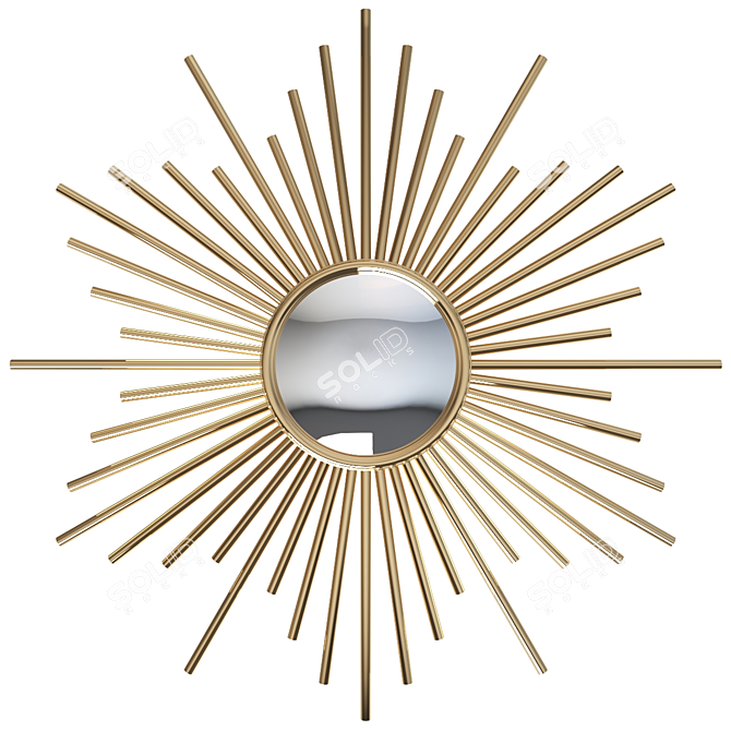 Sunshine Reflection: Convex Sun-Shaped Mirror 3D model image 1