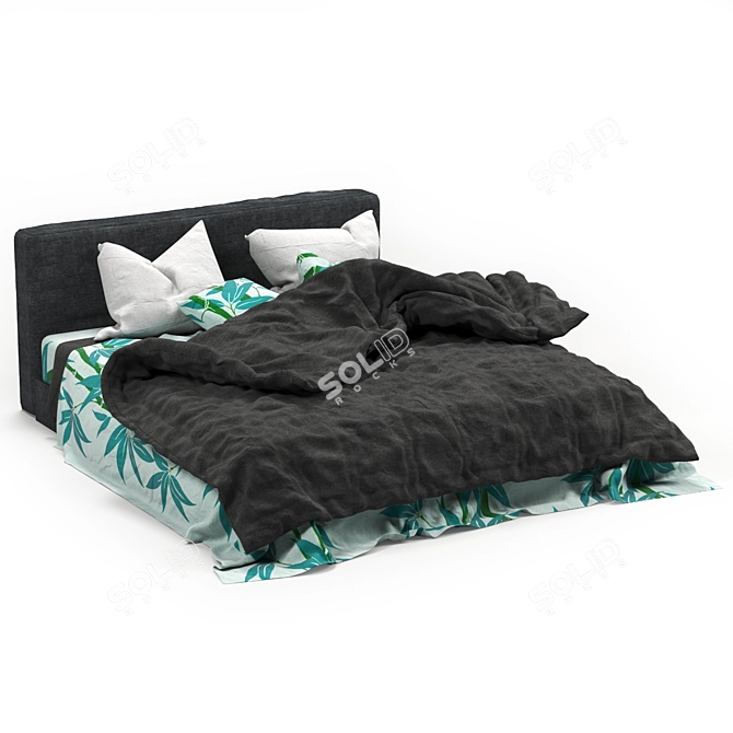Luxury Bamboo Bed: Organic Comfort 3D model image 1