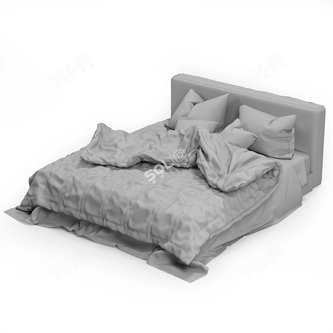 Luxury Bamboo Bed: Organic Comfort 3D model image 4