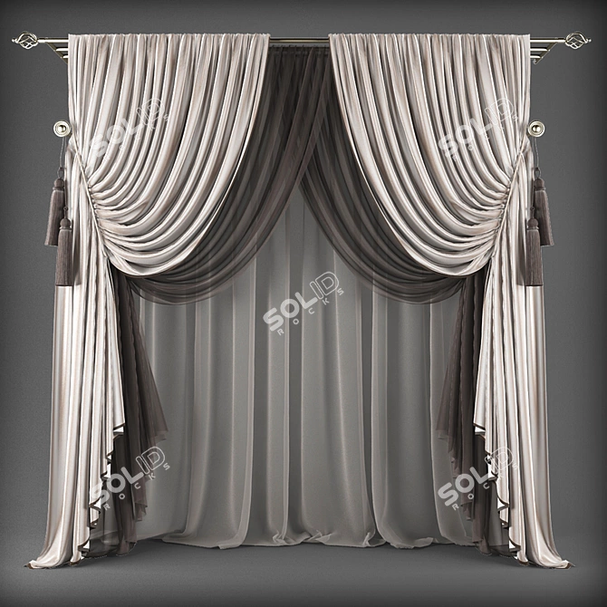 Elegant Polys Curtains Set 3D model image 1