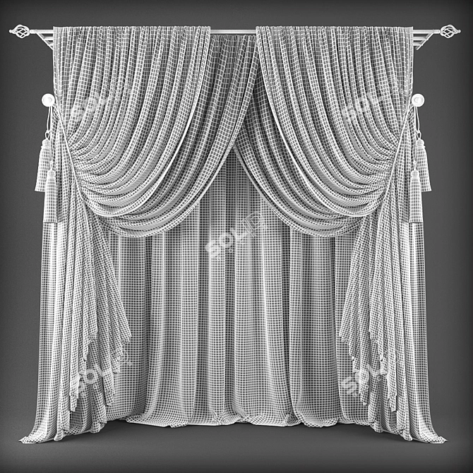 Elegant Polys Curtains Set 3D model image 2