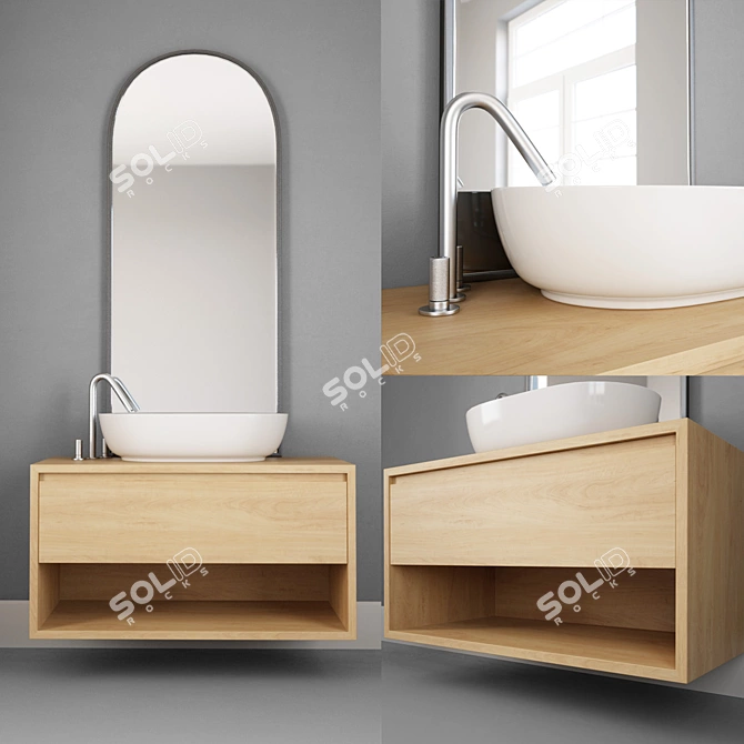 Sleek Bathroom Set 3D model image 1