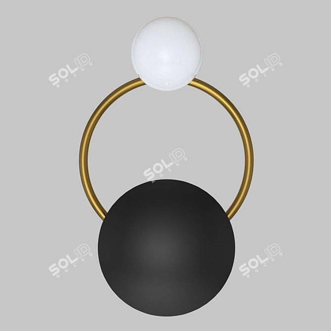 Elegant Pearl Black and Gold Wall Sconce 3D model image 1