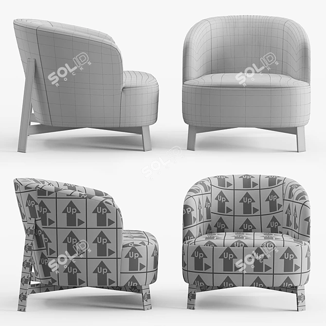 Sophisticated Copine Steel Armchair 3D model image 5