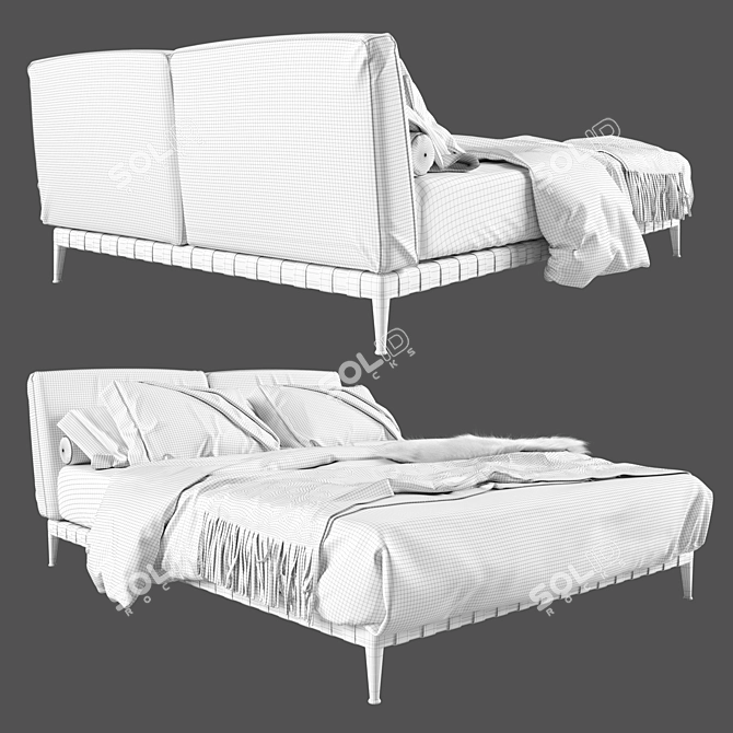 Flexform Bed Gregory: Elegant Design, Superior Comfort 3D model image 4