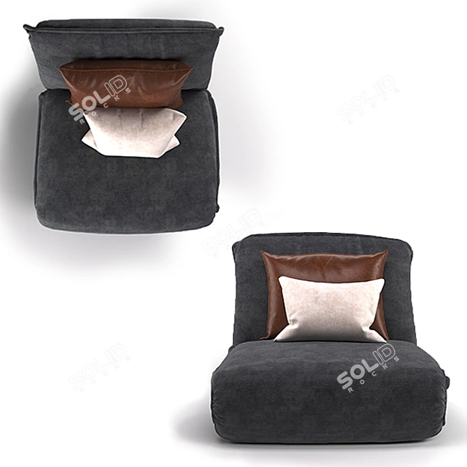 Velvet Lounge Armchair: Versatile and Luxurious 3D model image 4