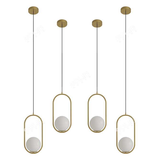 Modern Gold Hanging Pendant Light 3D model image 2