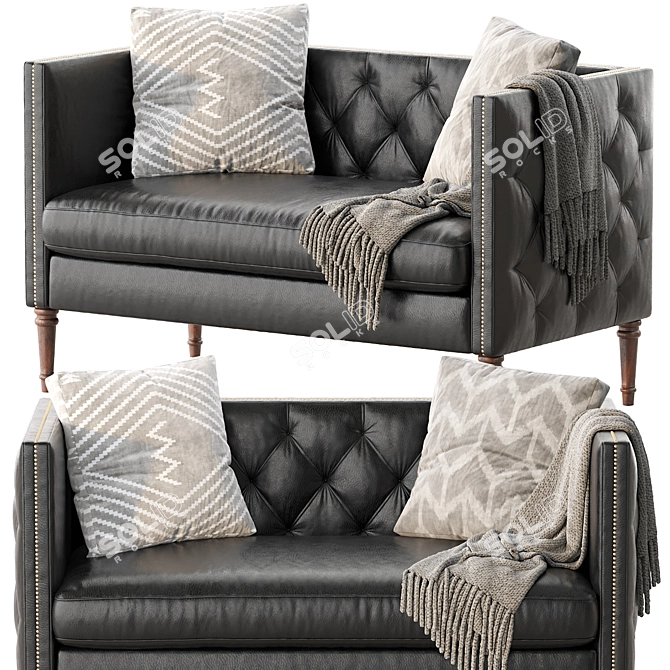 Elegant Vanves Chesterfield Settee 3D model image 1