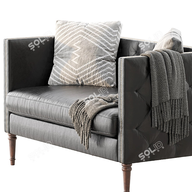 Elegant Vanves Chesterfield Settee 3D model image 2