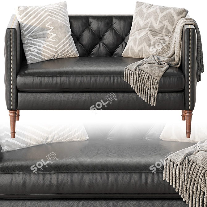 Elegant Vanves Chesterfield Settee 3D model image 3