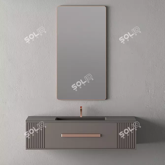 Sleek Modern Bathroom Cabinet 3D model image 1