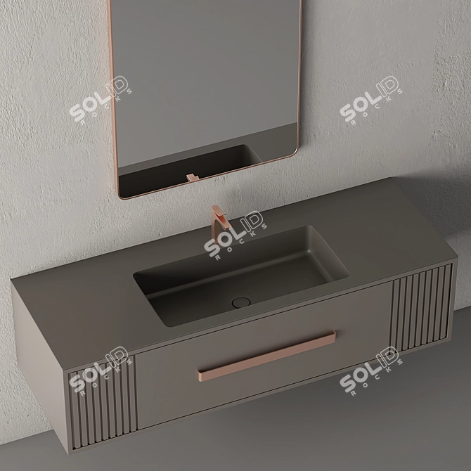 Sleek Modern Bathroom Cabinet 3D model image 2