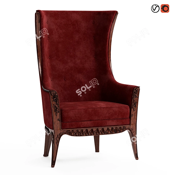 Elegant Aubepine Armchair by Majorelle 3D model image 1