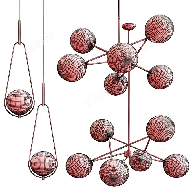 Dynamic Elegance Chandelier & Pendant 3D model image 2