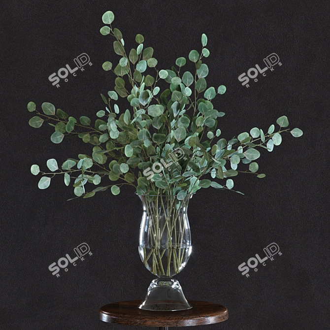 Eucalyptus Silver Dollar Faux Branch Set 3D model image 2