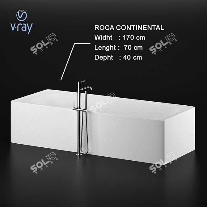 Elegant White Cast Iron Roca Continental 3D model image 2