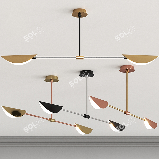 Rustic Charm Ficus Metal Ceiling Lamp 3D model image 2