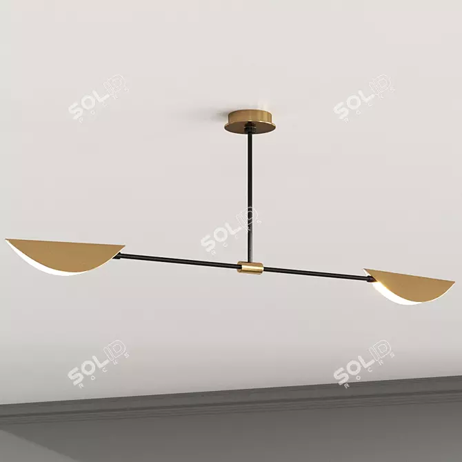 Rustic Charm Ficus Metal Ceiling Lamp 3D model image 1