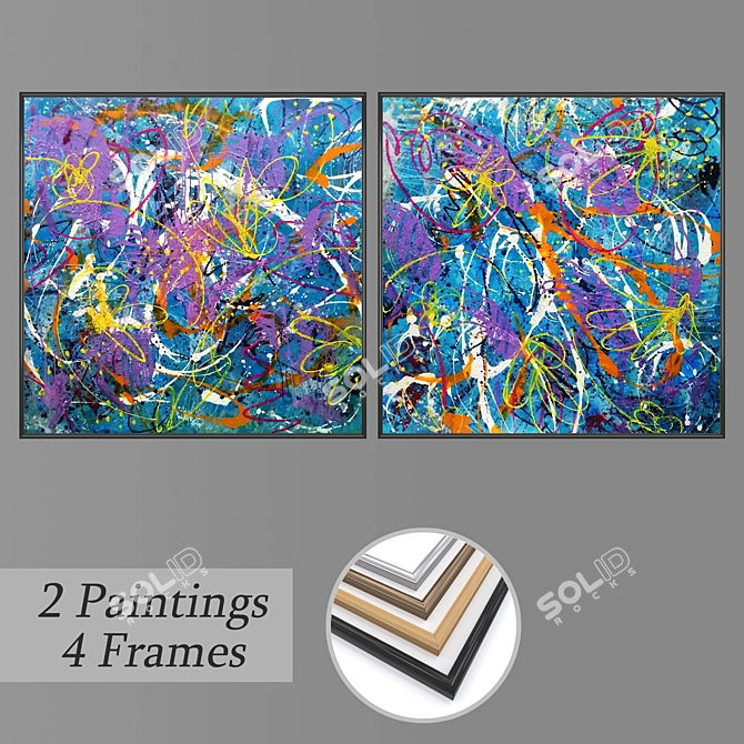 Modern Wall Art Set with Multiple Frame Options 3D model image 1