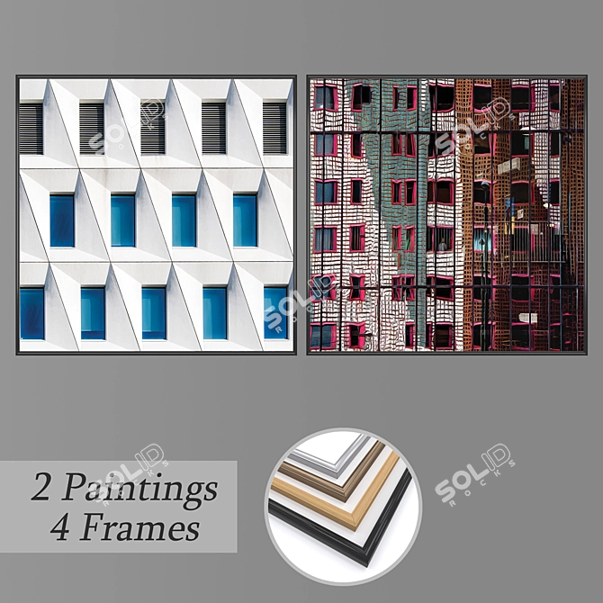 Artistic Wall Painting Set 3D model image 1