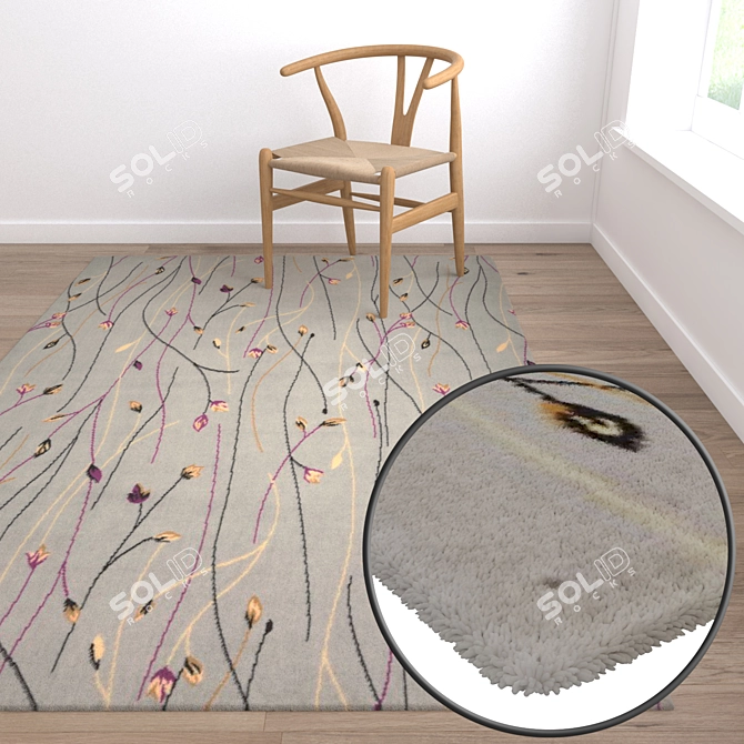 Luxury Textured Carpet Set 3D model image 5