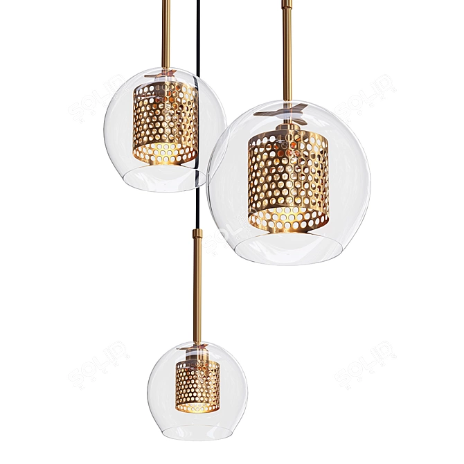 Scandinavian Glass Pendant Light 3D model image 1