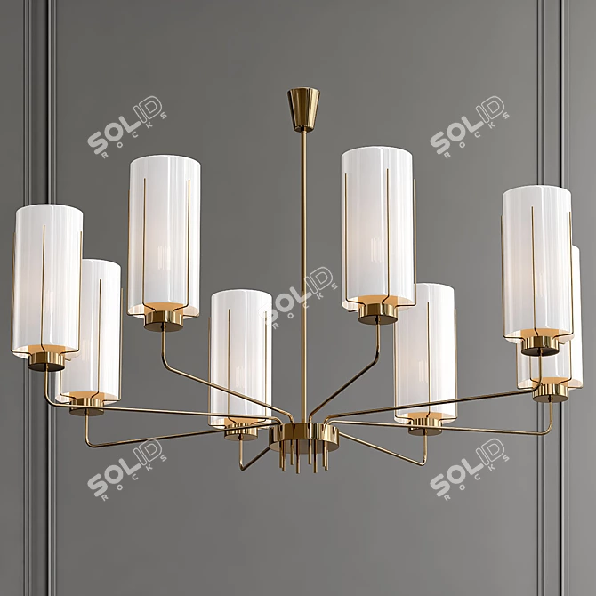 Opaline Crystal Brass Chandelier 3D model image 1