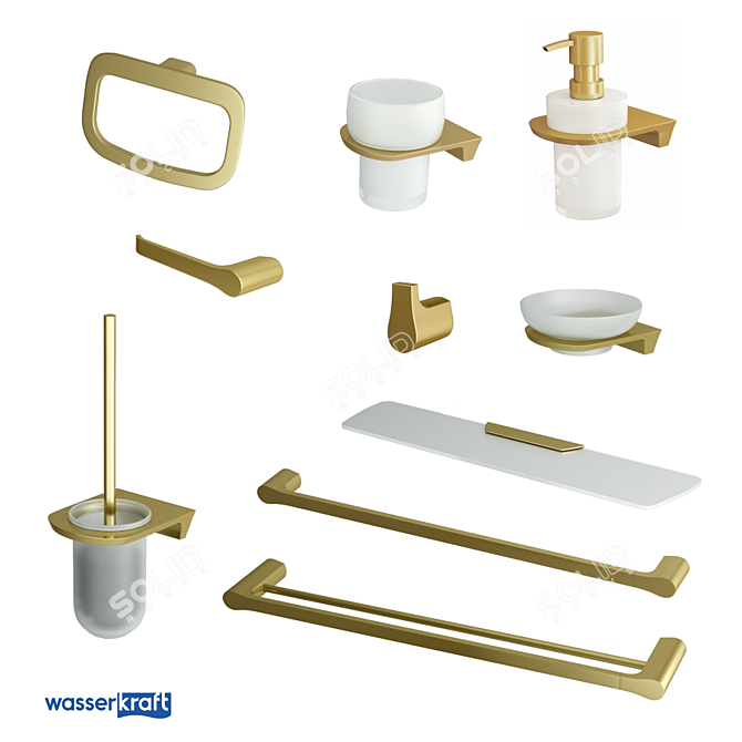 Elegant Bathroom Accessories Suite 3D model image 1