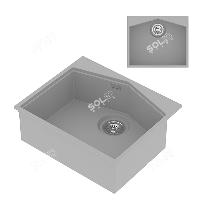 Ocean Gray KitKraken: Practical and Minimalistic Kitchen Sink 3D model image 1