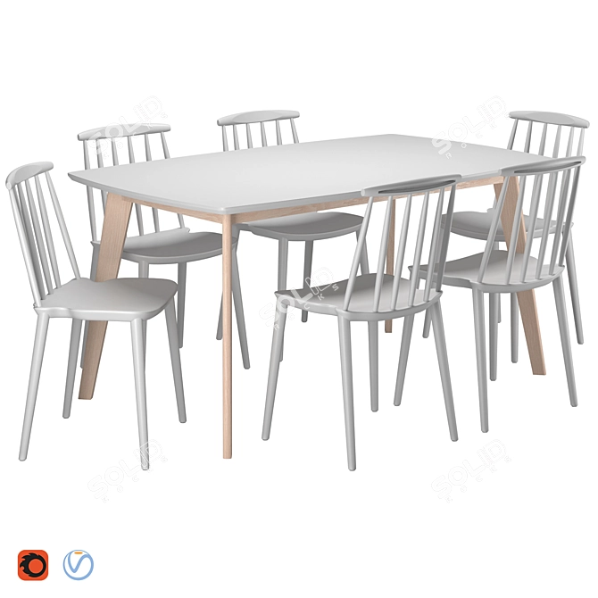 Functional Dining Table Set 3D model image 1