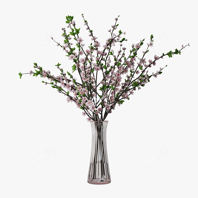 Blossoming Plum Branch Vase 3D model image 1