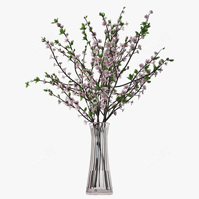 Blossoming Plum Branch Vase 3D model image 2