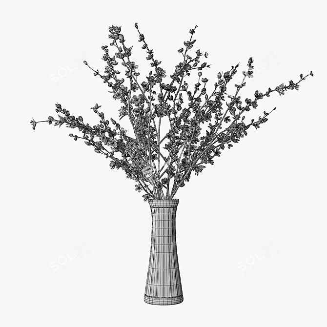 Blossoming Plum Branch Vase 3D model image 4