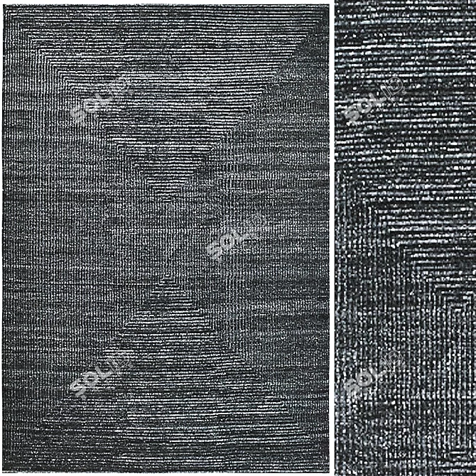 Modern Hand-Knotted Black Wool Rug 3D model image 1