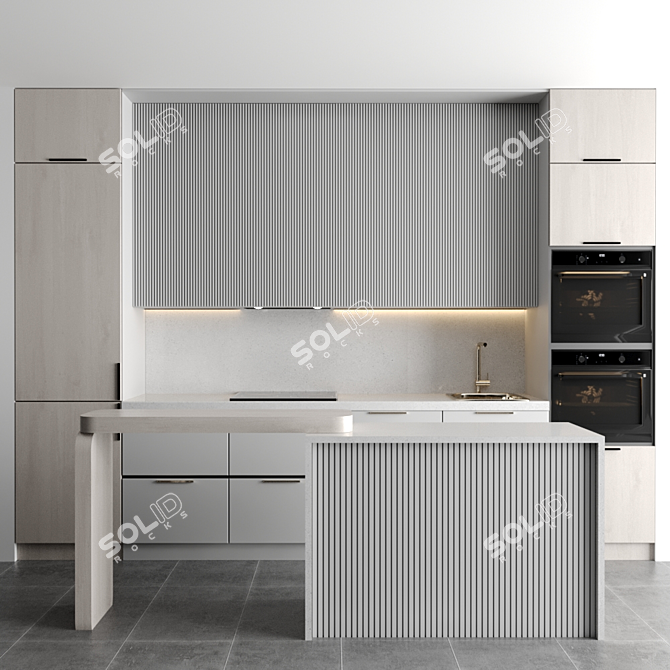 Versatile Modular Kitchen Design 3D model image 1