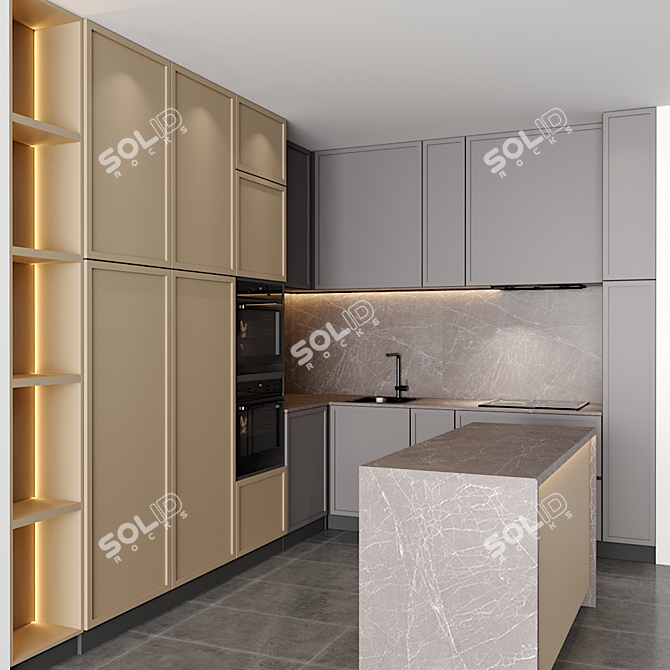 Modular Kitchen Set - Easy to Edit 3D model image 2