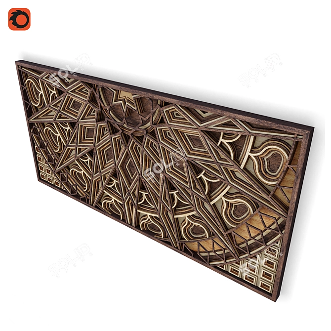 Natural Wood Panel - 3000x1400mm 3D model image 2