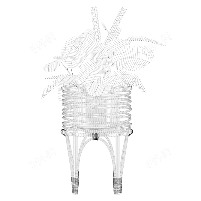 Elegant Rattan Maranta Stand 3D model image 2