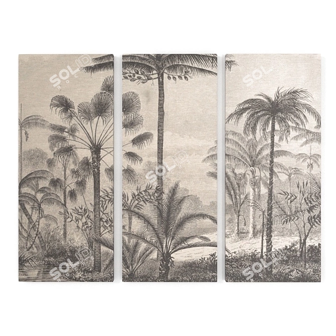 Wekoso Black / White Canvas - 3 Panels 3D model image 1