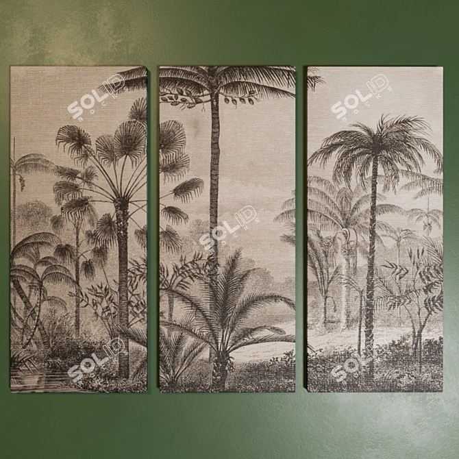 Wekoso Black / White Canvas - 3 Panels 3D model image 2