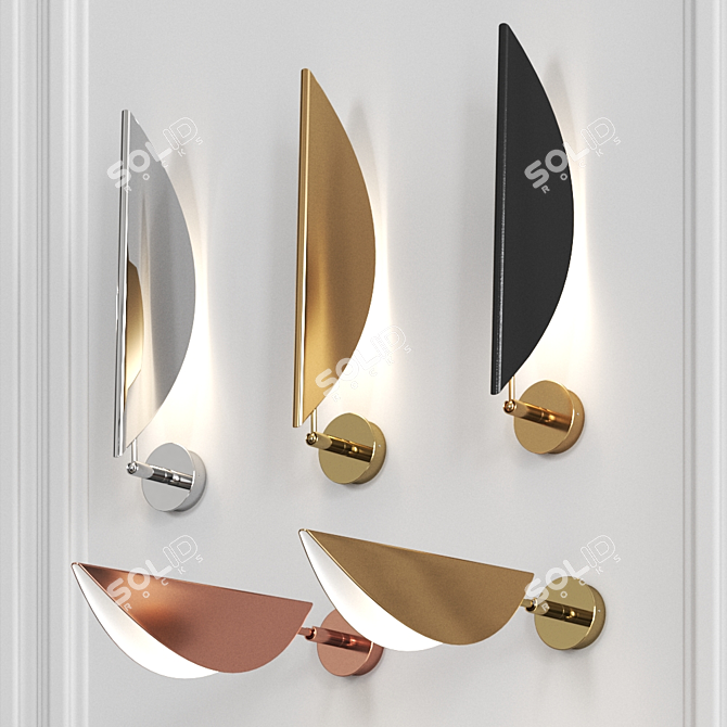 Rustic Ficus Metal Wall Sconce 3D model image 3