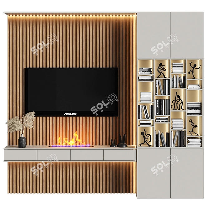 Custom TV Wall Decor: 3000x2800x400mm 3D model image 5