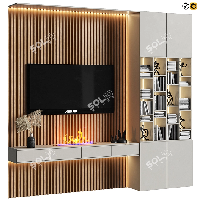 Custom TV Wall Decor: 3000x2800x400mm 3D model image 6