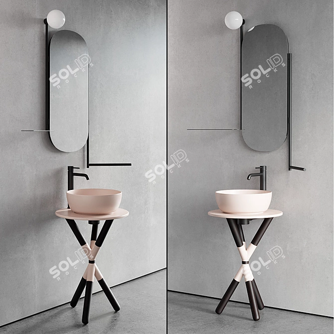 Cross Floor-standing Vanity Set 3D model image 4