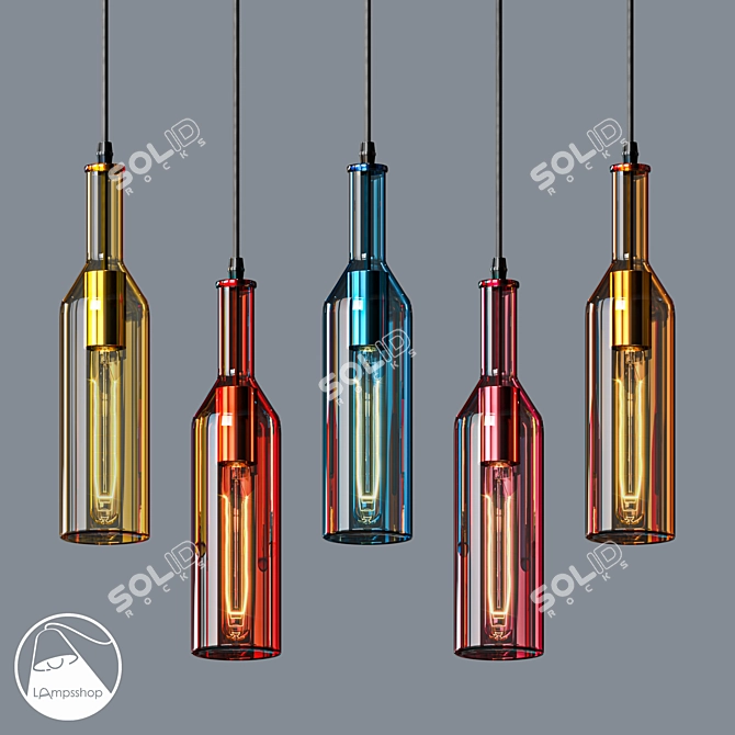 Elegant Bottle Chandelier 3D model image 1