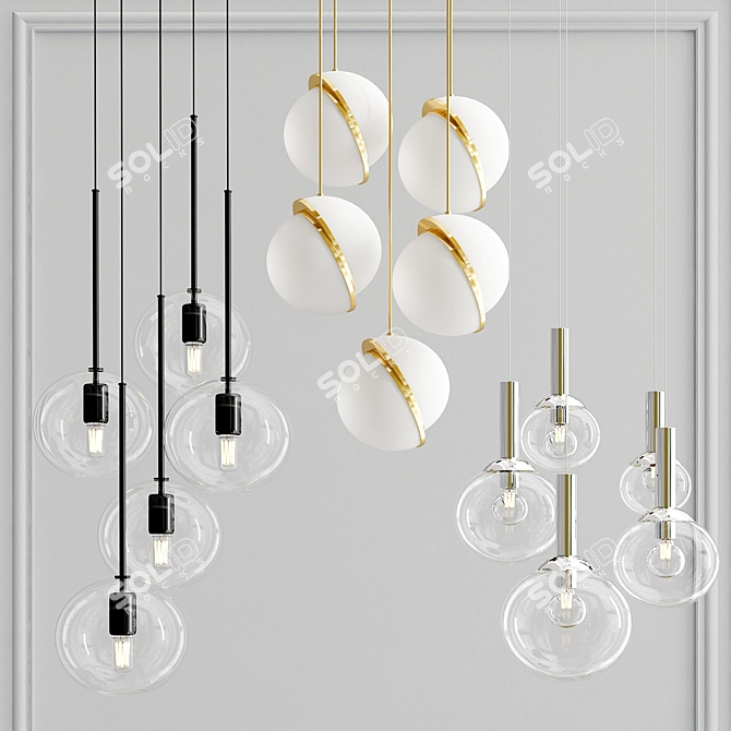 Bubbly Elegance Pendant Chandelier 3D model image 3