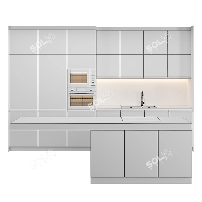 Modern Island Kitchen: High-Quality 3D Model 3D model image 5