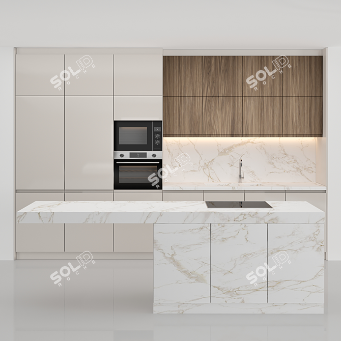 Modern Island Kitchen: High-Quality 3D Model 3D model image 6